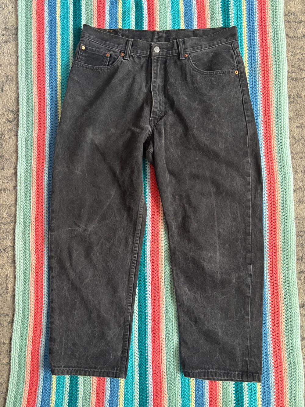 Black Straight-Leg Levis Denim Jeans